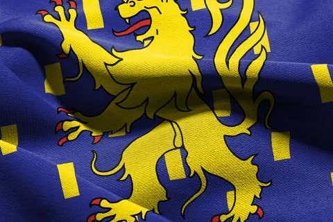 3D illustration flag of Franche-Comte is a region of France. Wav Stock Illustration