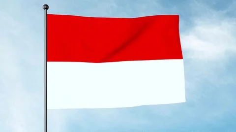 3D Illustration of The Flag of Indonesia is a simple bicolor with two equal h Stock Illustration