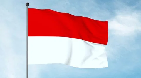 3D Illustration of The Flag of Indonesia is a simple bicolor with two equal h Stock Illustration