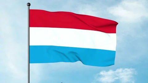 3D Illustration of The flag of Luxembourg is an equal horizontal stripes tric Stock Footage 154001733