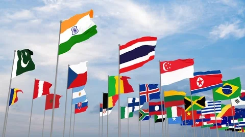 3d illustration flags of the world Stock-Footage 119214442