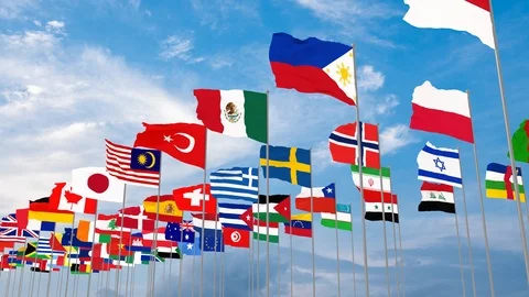 3d illustration flags of the world Stock Footage 119214461