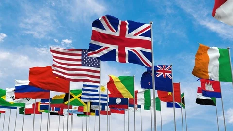 3d illustration flags of the world Stock Footage 119214494