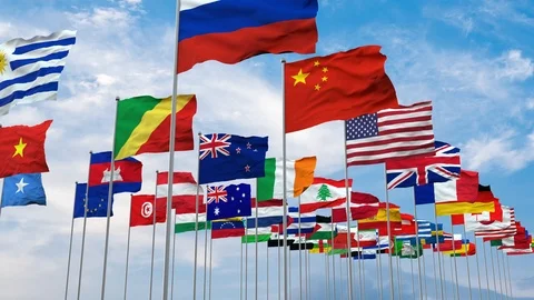 3d illustration flags of the world Stock Footage 119214643