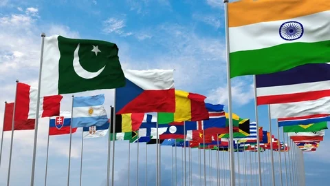 3d illustration flags of the world Stock Footage 119214669