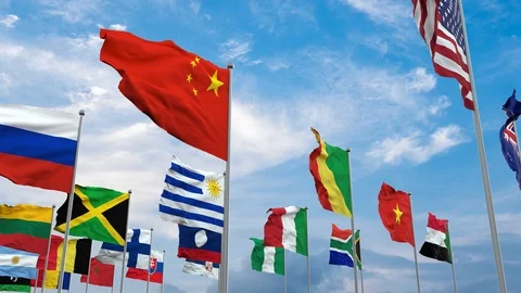 3d illustration flags of the world Video stock 119214755