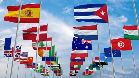 3d illustration flags of the world Stock Footage 119214784