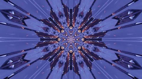 3D illustration of a flake shaped enlightened geometric mandala pattern in blue Stock Illustration