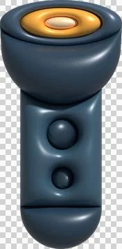 3d illustration flashlight with a bright beam. Electric lamp battery powere.. Ilustração Stock