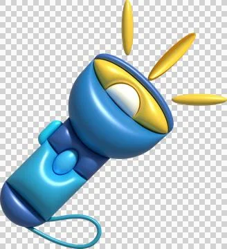3d illustration flashlight with a bright beam. Electric lamp battery powere.. Stock Illustration