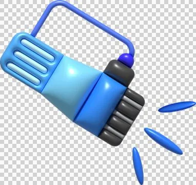 3d illustration flashlight with a bright beam. Electric lamp battery powere.. Stock Illustration
