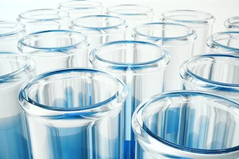 3D illustration Flask close-up, laboratory equipment. Chemical for medecine Stock Illustration