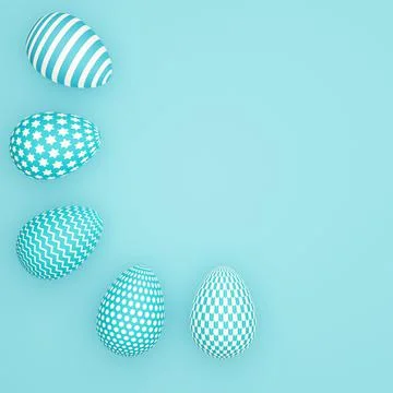 3D illustration, Flat lay Decorative Easter Eggs background Stock Illustration