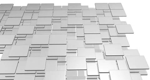 3D illustration with flat squares and curved corners stacked in complex layer Stock Illustration