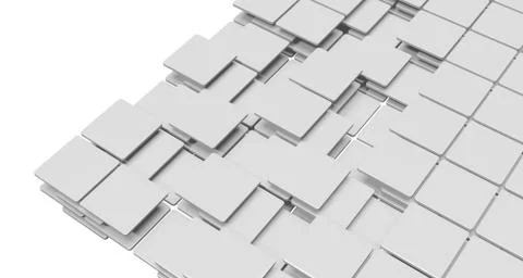 3D illustration with flat squares and curved corners stacked in complex layer Illustrazione stock
