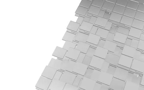 3D illustration with flat squares and curved corners stacked in complex layer Stockillustratie