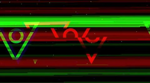 3d illustration - flat yellow Abstract Geometric Tech with glitch effect Stock Illustration