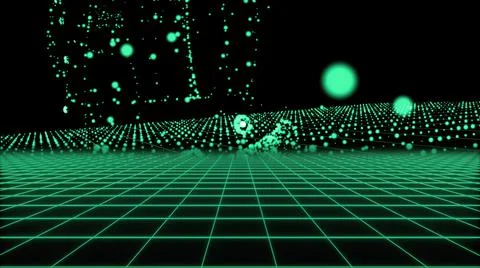 3d illustration - Flight Over The Grid Sci-Fi Stock Illustration