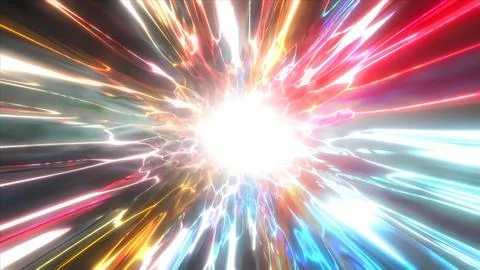 3D illustration of a flight through a bright space tunnel Stock Illustration