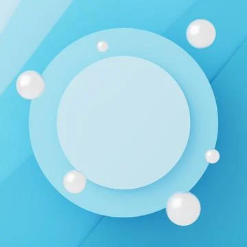 3D illustration of floating sphere and round empty frame Stock Illustration