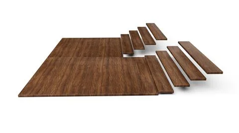 3d illustration of Flooring Installation- Set of pieces of different floor Stock Illustration