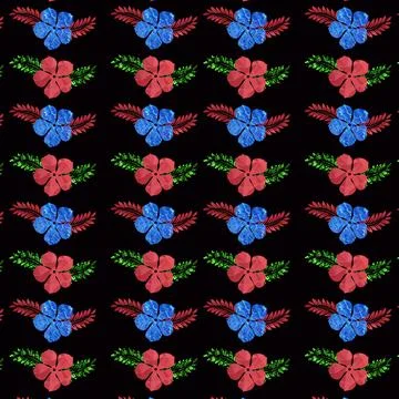 3d illustration of flowers rose pattern texture on black background Stock Illustration