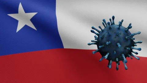 3D illustration flu coronavirus float over Chilean flag. Chile Covid 19-Dan Stock Footage 150149313