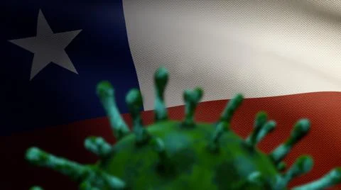 3D illustration flu coronavirus float over Chilean flag. Chile pandemic Covid Stock Illustration