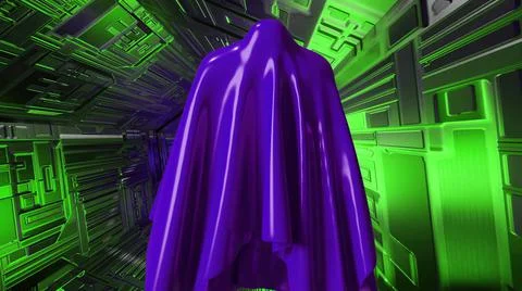 3d illustration - flying ghost in alien ship Stock Illustration