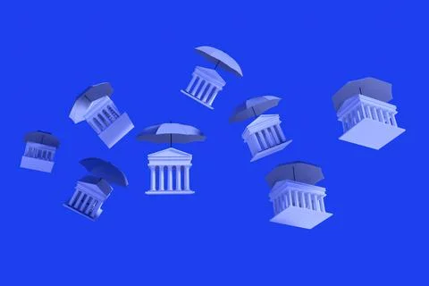 3D illustration of flying temples イラスト素材