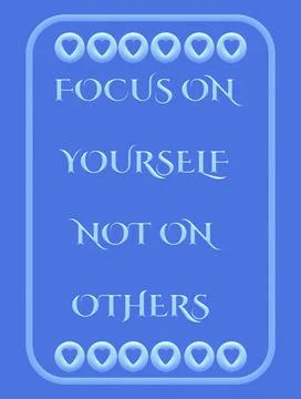 3D illustration focus on yourself not on the others with heart shapes Illustrazione stock