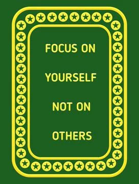 3D illustration focus on yourself not on the others with star shapes round de Illustrazione stock