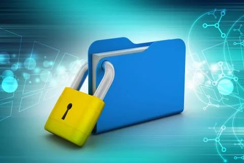 3d illustration of Folder locked Stock Illustration