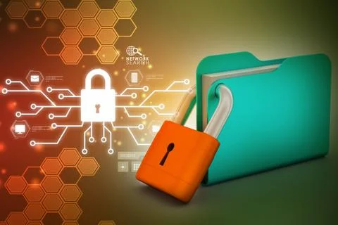 3d illustration of Folder locked Stock Illustration