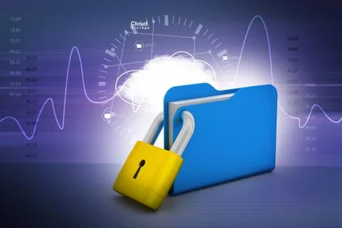 3d illustration of Folder locked Stock Illustration
