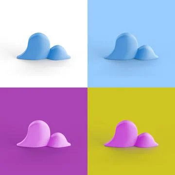 3d illustration of four abstract low polygon style clouds Stock Illustration