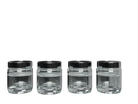 3D illustration Four eco friendly glass jars Illustrazione stock