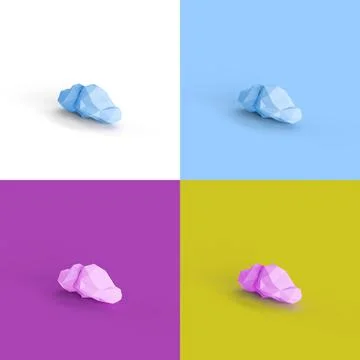 3d illustration of four low polygon style clouds Stock Illustration