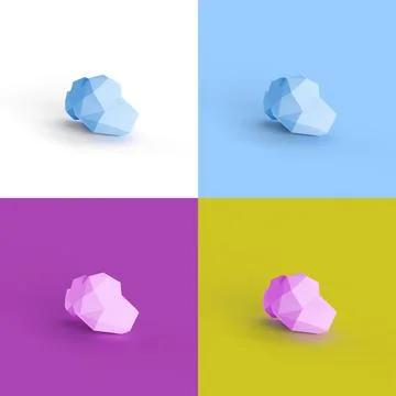 3d illustration of four low polygon style clouds Stock Illustration