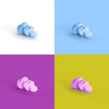 3d illustration of four low polygon style clouds Stock Illustration