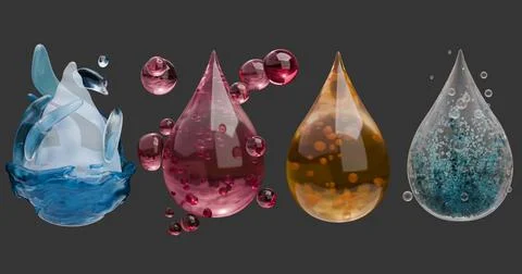 3D illustration of four substances elements 스톡 일러스트