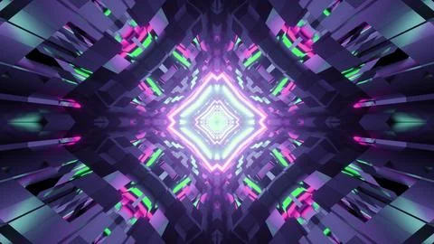3D illustration of fractal geometric pattern with bright illumination Illustrazione stock