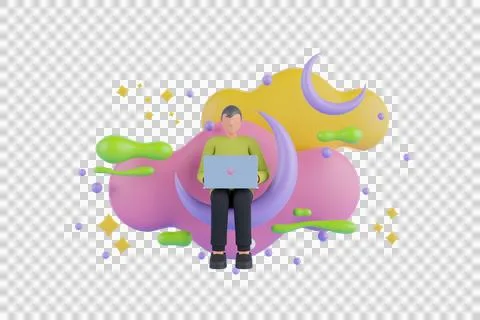 3d illustration of freelancer. Stock Illustration