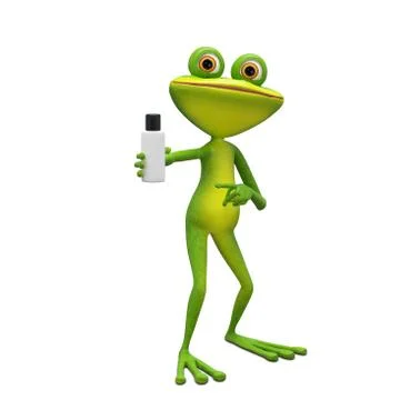 3D Illustration Frog with Flacon Stock Illustration