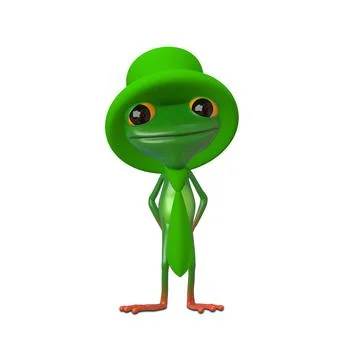 3D Illustration Frog in a Green Hat Stock Illustration