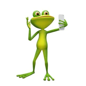 3D Illustration Frog Makes Selfi Stock Illustration