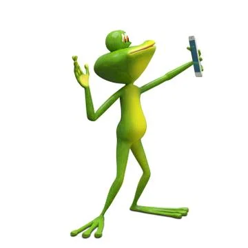 3D Illustration Frog Makes Selfi Stock Illustration