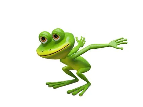 3D Illustration of a Frog Preparing for a Leap Stock Illustration