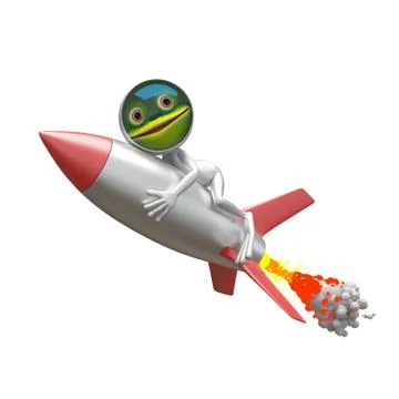3D Illustration of a Frog in a Spacesuit on a Rocket Illustrazione stock