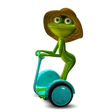 3d Illustration of the Frog in the Straw Hat in Segway Stock Illustration